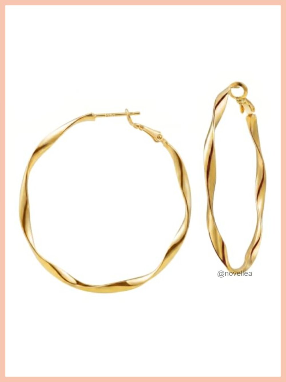 18K Gold Plated Twisted Hoop Earrings for Women Hypoallergenic Waterproof